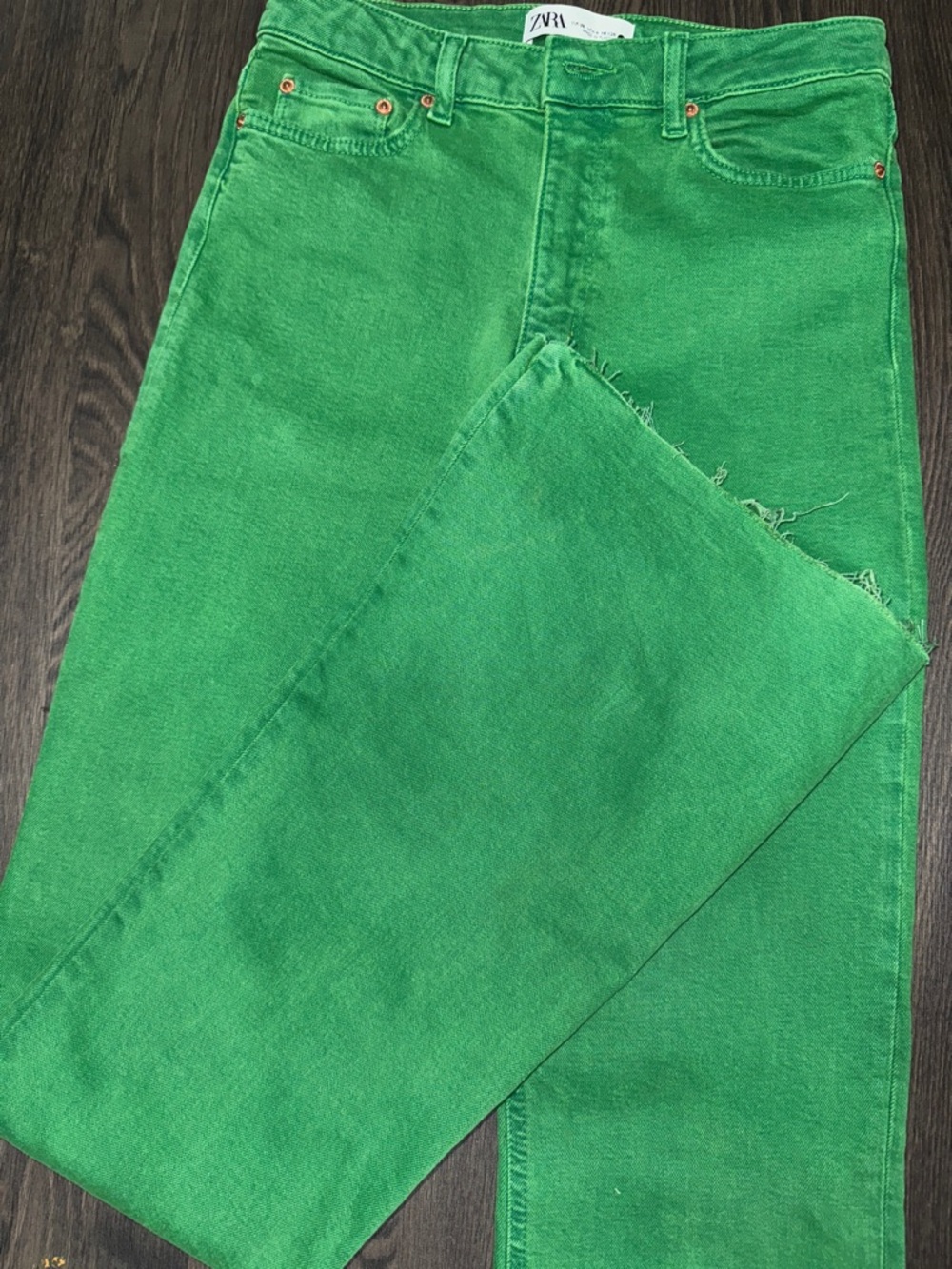 Zara Kelly Green Straight-Leg Jeans